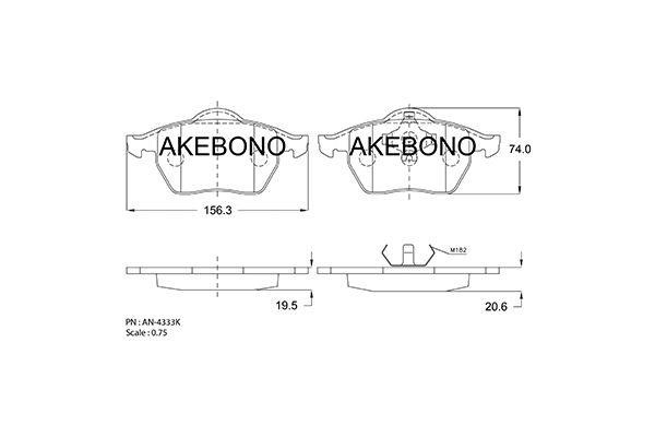 Akebono AN-4333KE Brake Pad Set, disc brake AN4333KE