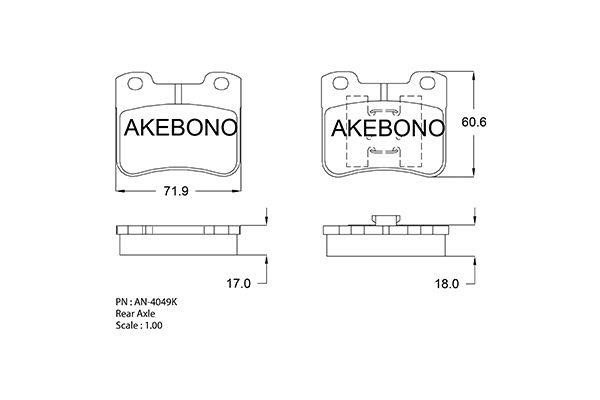 Akebono AN-4049K Brake Pad Set, disc brake AN4049K