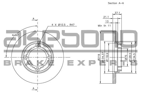 Akebono BN-1092E Unventilated front brake disc BN1092E