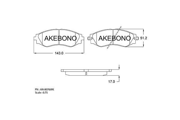 Akebono AN-8076WKE Brake Pad Set, disc brake AN8076WKE