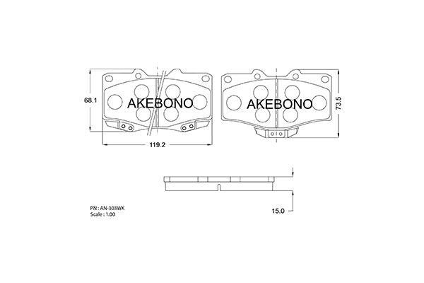 Akebono AN-303WK Brake Pad Set, disc brake AN303WK