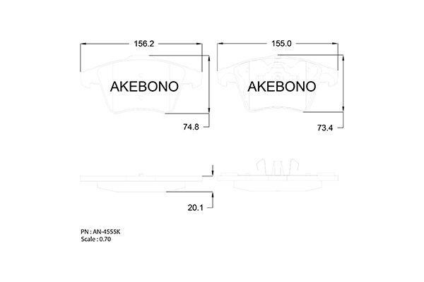 Akebono AN-4555KE Brake Pad Set, disc brake AN4555KE