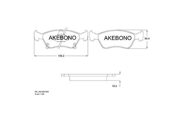 Akebono AN-8007WK Brake Pad Set, disc brake AN8007WK