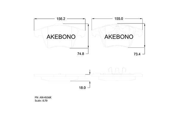 Akebono AN-4556KE Brake Pad Set, disc brake AN4556KE