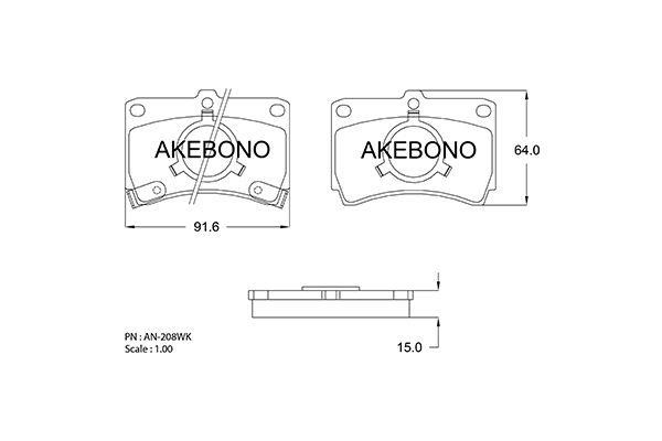Akebono AN-208WKE Brake Pad Set, disc brake AN208WKE