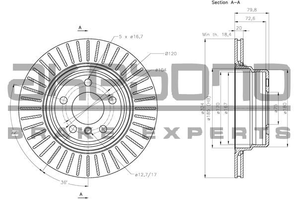 Akebono BN-1210E Rear ventilated brake disc BN1210E