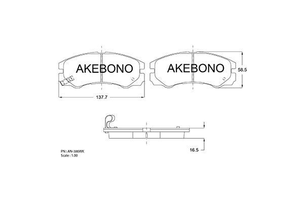 Akebono AN-386WKE Brake Pad Set, disc brake AN386WKE