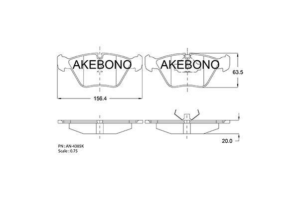 Akebono AN-4305KE Brake Pad Set, disc brake AN4305KE
