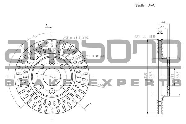 Akebono BN-0259E Front brake disc ventilated BN0259E