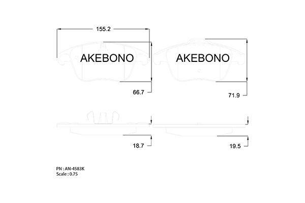 Akebono AN-4583K Brake Pad Set, disc brake AN4583K
