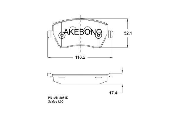 Akebono AN-8054K Brake Pad Set, disc brake AN8054K