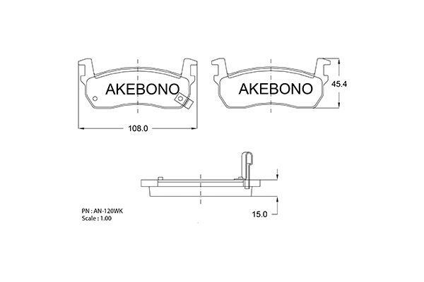 Akebono AN-120WKE Brake Pad Set, disc brake AN120WKE