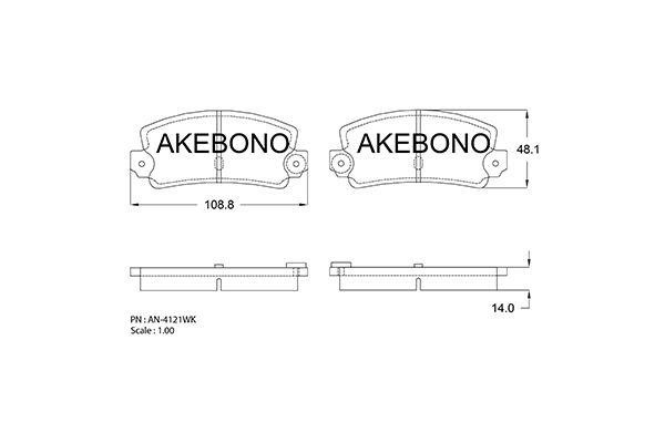 Akebono AN-4121WKE Brake Pad Set, disc brake AN4121WKE