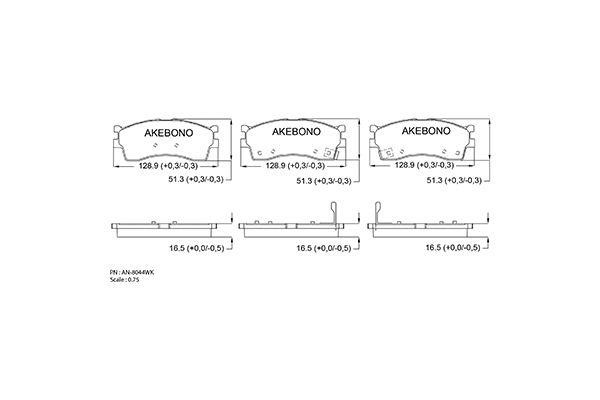 Akebono AN-8044WKE Brake Pad Set, disc brake AN8044WKE