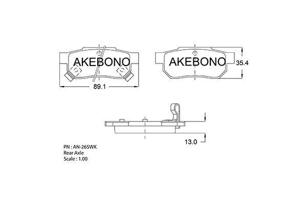 Akebono AN265WK Brake Pad Set, disc brake AN265WK