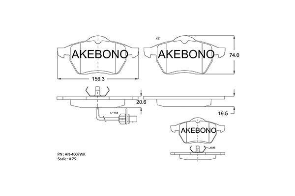 Akebono AN-4007WKE Brake Pad Set, disc brake AN4007WKE