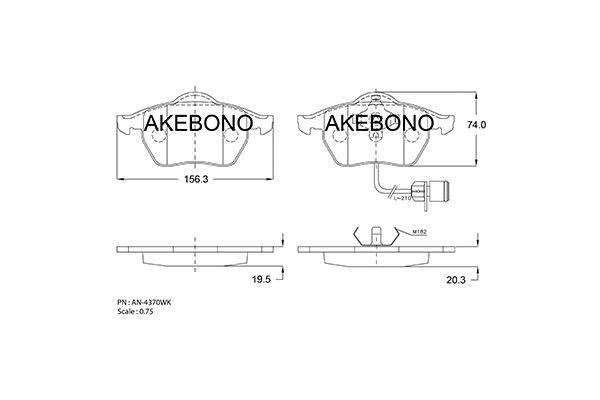 Akebono AN-4370WKE Brake Pad Set, disc brake AN4370WKE