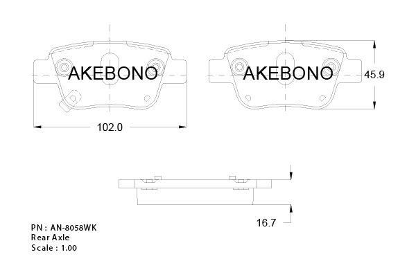 Akebono AN-8058WK Brake Pad Set, disc brake AN8058WK