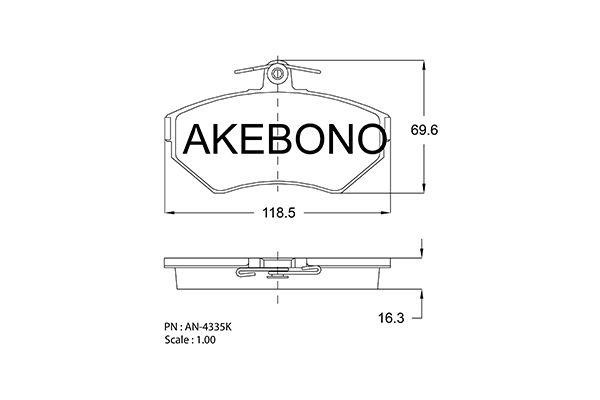 Akebono AN-4335K Brake Pad Set, disc brake AN4335K