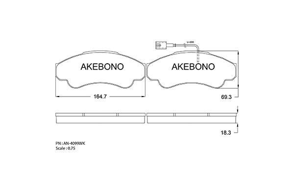 Akebono AN-4099WKE Brake Pad Set, disc brake AN4099WKE