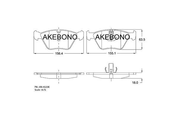 Akebono AN-4323KE Brake Pad Set, disc brake AN4323KE