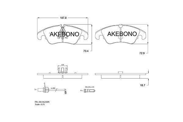 Akebono AN-4623WKE Brake Pad Set, disc brake AN4623WKE