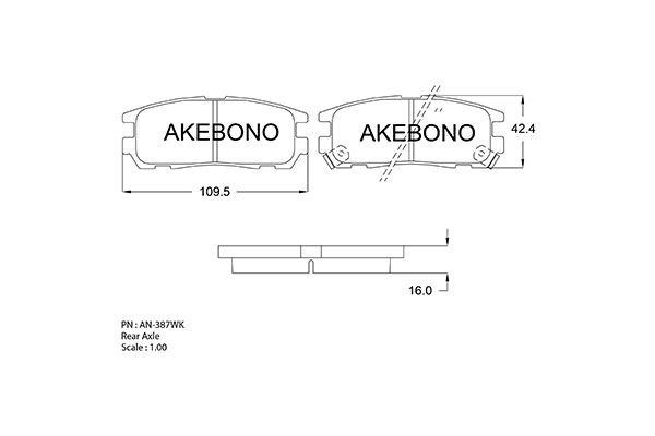 Akebono AN-387WKE Brake Pad Set, disc brake AN387WKE