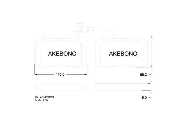 Akebono AN-4094WK Brake Pad Set, disc brake AN4094WK