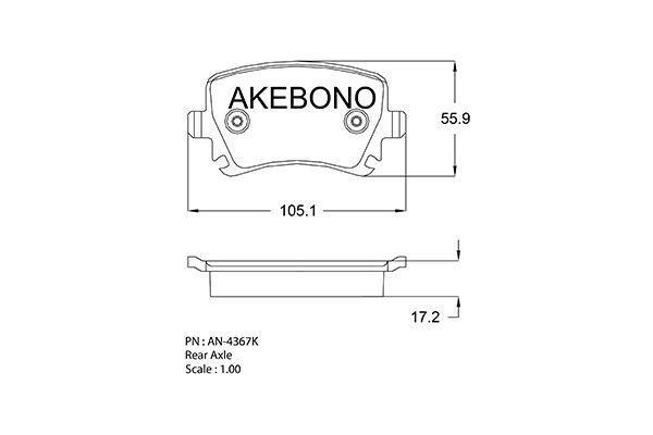 Akebono AN-4367K Brake Pad Set, disc brake AN4367K