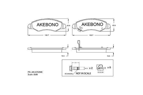 Akebono AN-4742WK Brake Pad Set, disc brake AN4742WK