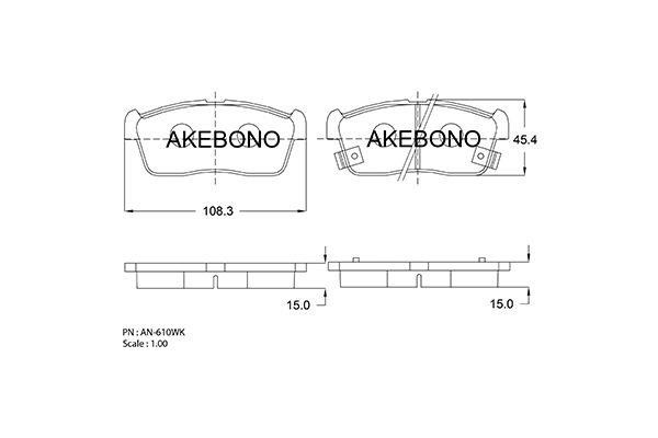 Akebono AN-610WK Brake Pad Set, disc brake AN610WK