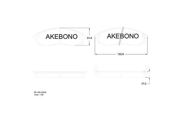 Akebono AN-544SK Brake Pad Set, disc brake AN544SK