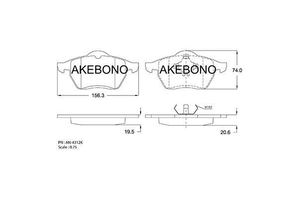 Akebono AN-4312KE Brake Pad Set, disc brake AN4312KE