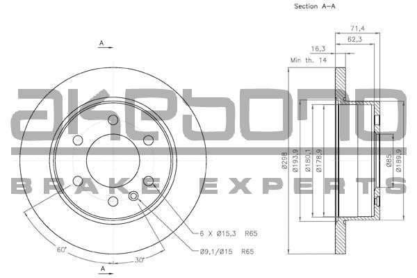 Akebono BN-0177E Rear brake disc, non-ventilated BN0177E