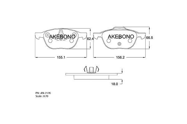 Akebono AN-717KE Brake Pad Set, disc brake AN717KE