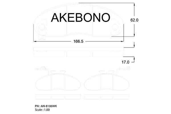 Akebono AN-8106WKE Brake Pad Set, disc brake AN8106WKE