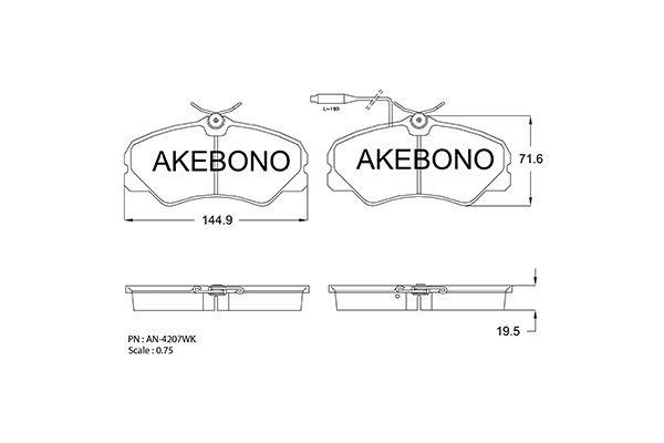 Akebono AN-4207WK Brake Pad Set, disc brake AN4207WK