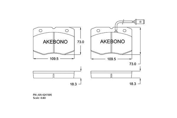 Akebono AN-4296WK Brake Pad Set, disc brake AN4296WK