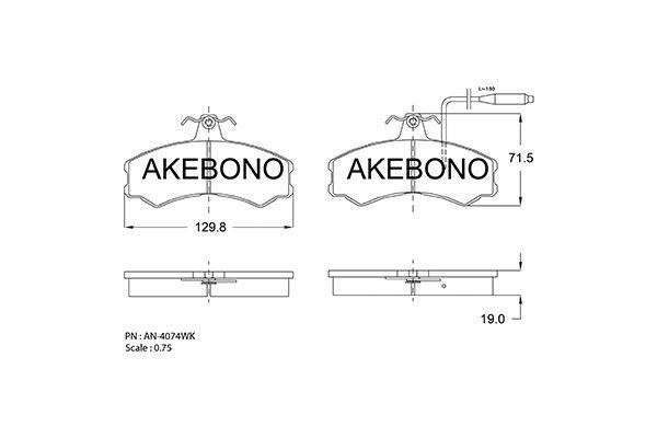 Akebono AN-4074WK Brake Pad Set, disc brake AN4074WK