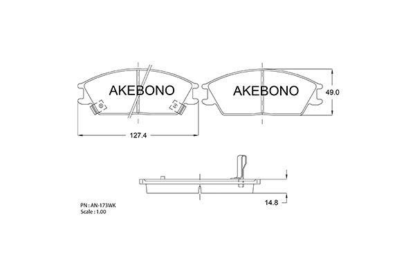 Akebono AN-173WK Brake Pad Set, disc brake AN173WK