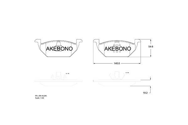 Akebono AN-4320K Brake Pad Set, disc brake AN4320K