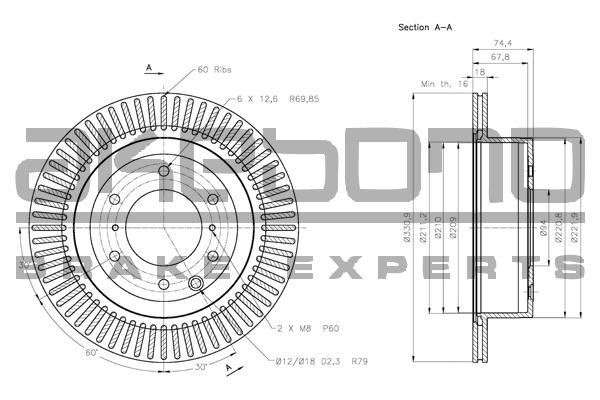 Akebono BN-0659E Rear ventilated brake disc BN0659E