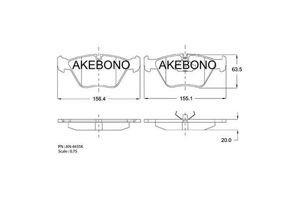 Akebono AN-4435K Brake Pad Set, disc brake AN4435K