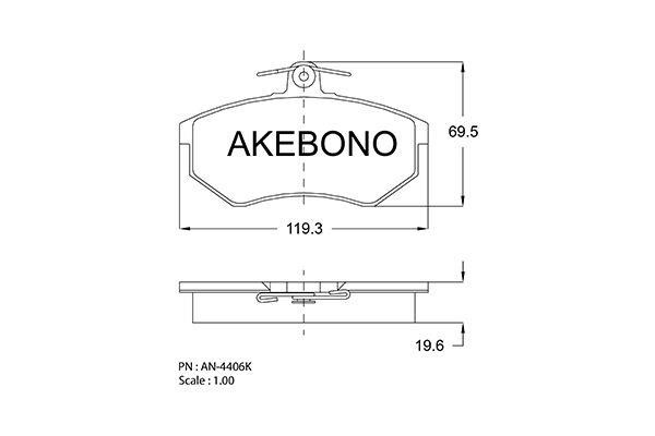 Akebono AN-4406K Brake Pad Set, disc brake AN4406K
