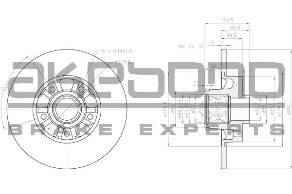 Akebono BN-1208E Brake disk BN1208E