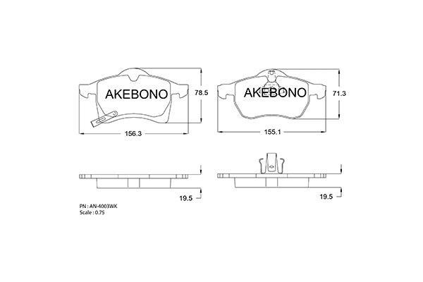 Akebono AN-4003WKE Brake Pad Set, disc brake AN4003WKE