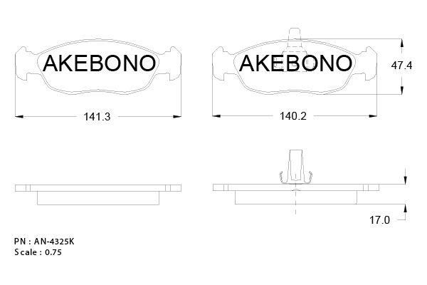Akebono AN-4325KE Brake Pad Set, disc brake AN4325KE