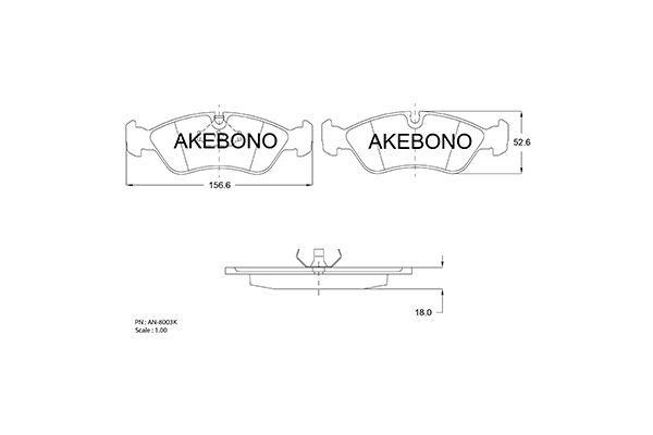 Akebono AN-8003KE Brake Pad Set, disc brake AN8003KE