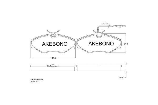 Akebono AN-4343WK Brake Pad Set, disc brake AN4343WK