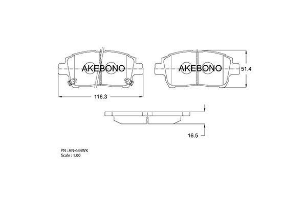 Akebono AN-634WKE Brake Pad Set, disc brake AN634WKE